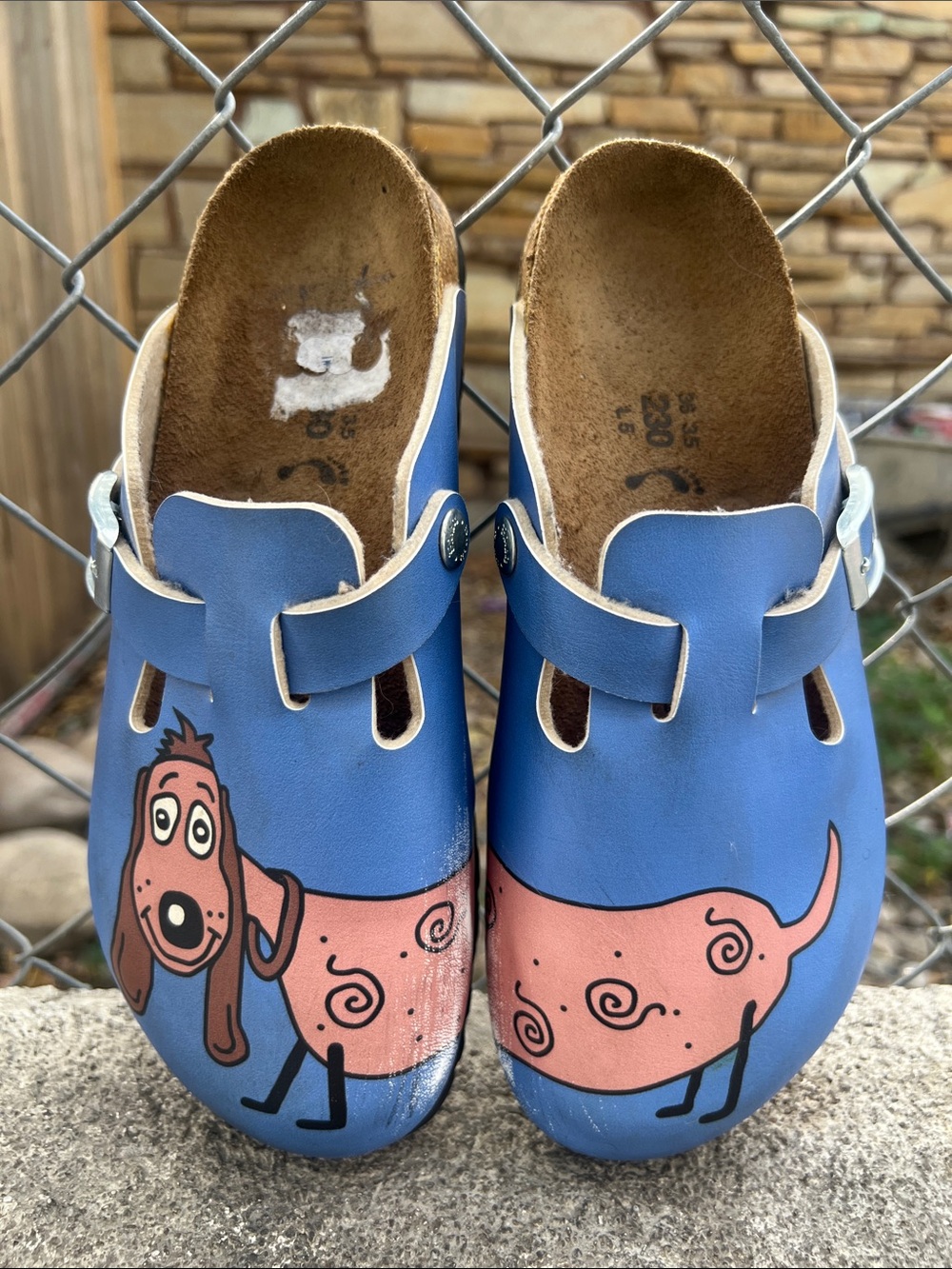 Birkenstock Kay Birko-Flor blue dog clogs size US 5 EU 35 36